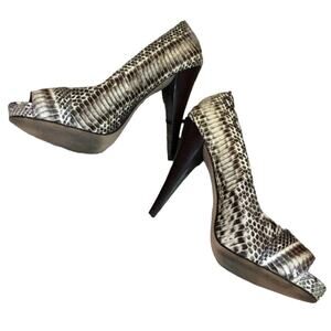 Aldo Snake Reptile Peep Toe Heels - Size 39 (8.5)
